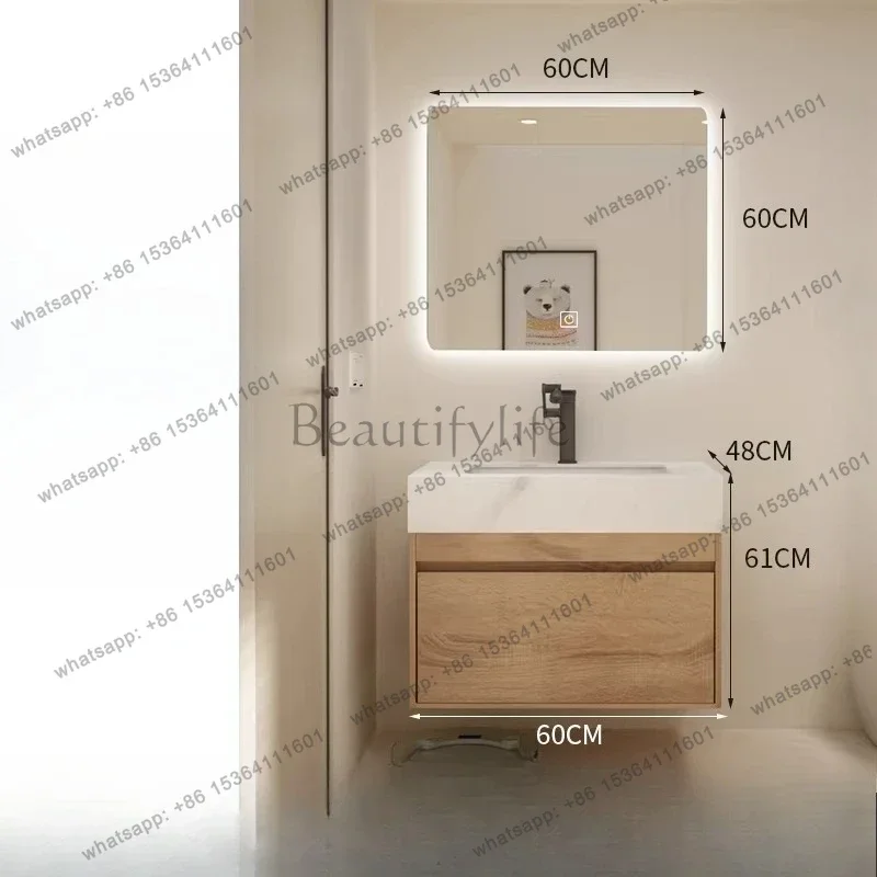 Log bathroom cabinet combination toilet washstand modern minimalist