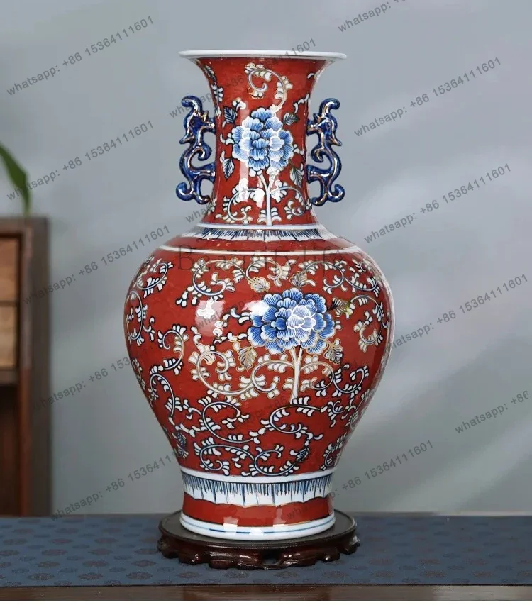 yj21 Classical blue and white porcelain Jingdezhen ceramic vase living room study Bogu frame decorative ornament