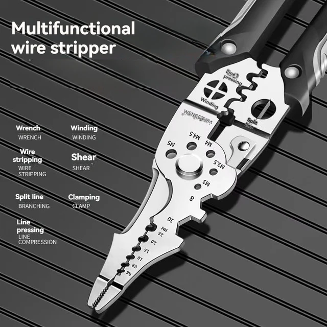 Alicate multifuncional para eletricista para divisão e descascamento de fios especializado para eletricistas