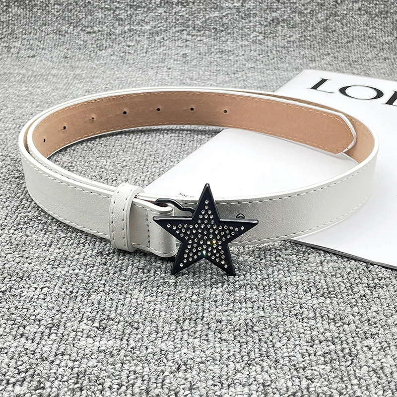 Paski Y2K dla kobiet Spice Girls Pentagram Pasek z klamrą Denim Star PU Leather Rhinestones Belt Sweet Cool Corset Jeans Belts