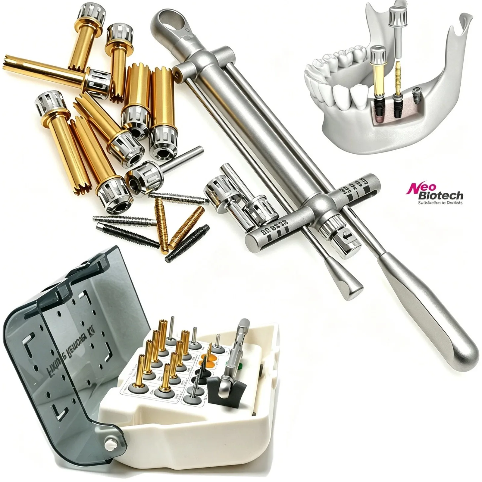 Neobiotech FR Style Implant Fixture Removal Kit Remove Screw Drivers Wrench