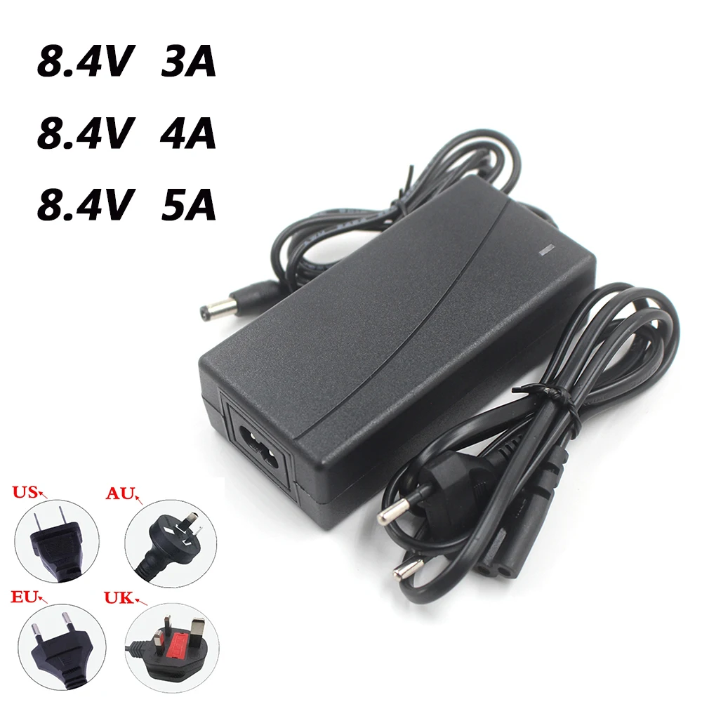 8.4V 3A 4A 5A Intelligence Lithium Li-ion Battery Charger for Lithium Polymer Battery Pack EU US UK AU Plug Dc 5.5*2.5mm