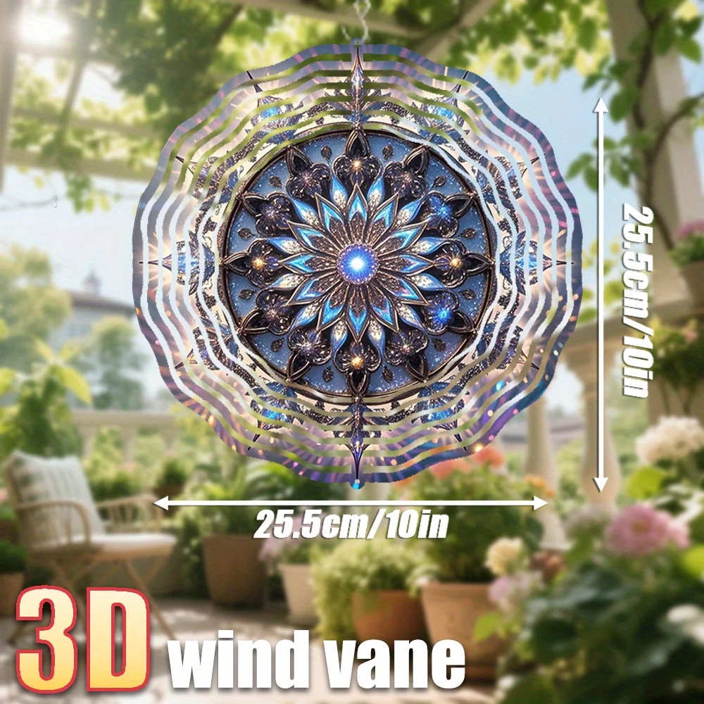 Attrape-rêves holographique 3D, attrape-soleil, 10 pouces, double face, tourbillon de vent rotatif pour jardin