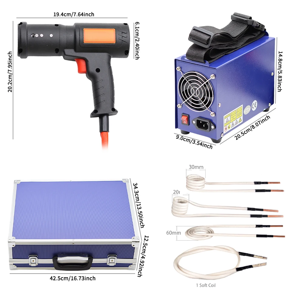 1500W Magnetic Induction Heater Circuit Diy for Car Repair Bolt Remover Tools Set Welding Equipment AC with 4 Pieces Coil
