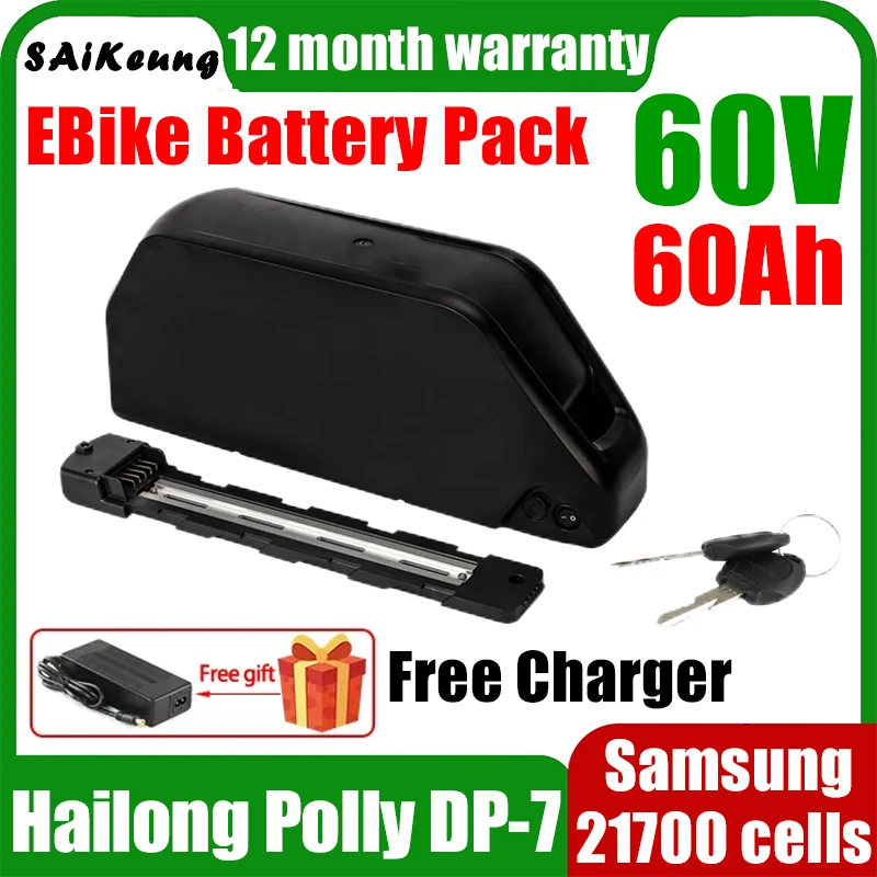 36 52 60 72v Ebike Hailong Polly Dp7 Battery 48v Bicicletta Elettrica Elektrische 48v 20 25 30 40 45 50 60ah 21700 3000w Battery