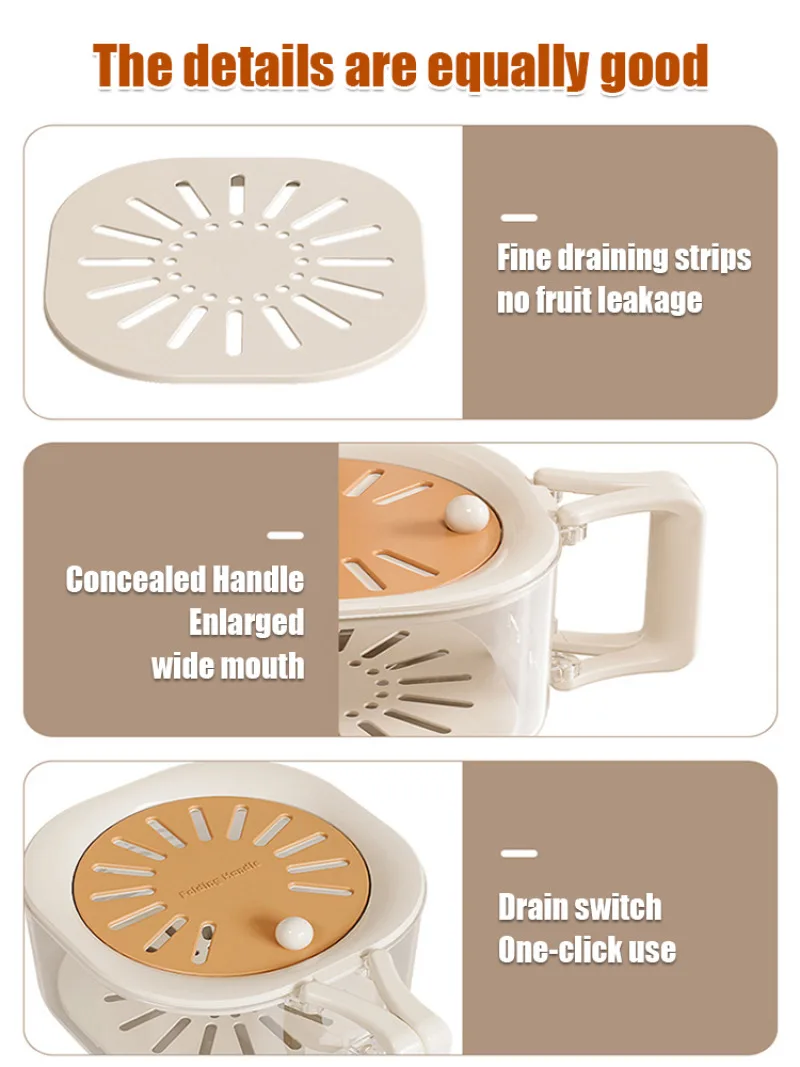 Cesta de lavagem doméstica 2 em 1, cesta de filtro fofa espessada, cesta de frutas, escorredor especial