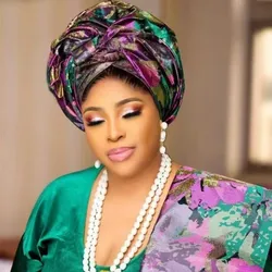 Luxury African 3D Multi Sego Headtie Headscarf 2pcs/Bag Nigeria Damask Sego Head Wrapper For Wedding ASO EBI