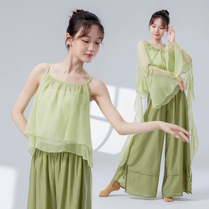 

Women Summer Classical Dance Tops With Vest Flare Sleeve Shawl Wrap Shirts Elegant Fairy Practice Stage Performance Costume