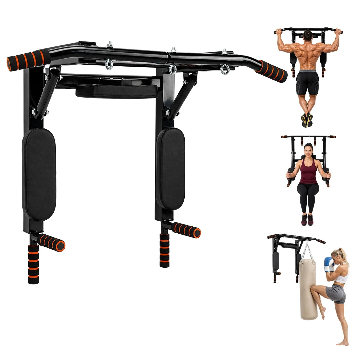 Wendbare Wand-Klimmzugstange – Trägt 250 kg, faltbare Station mit mehreren Griffen, für das Home-Gym für Männer und Frauen