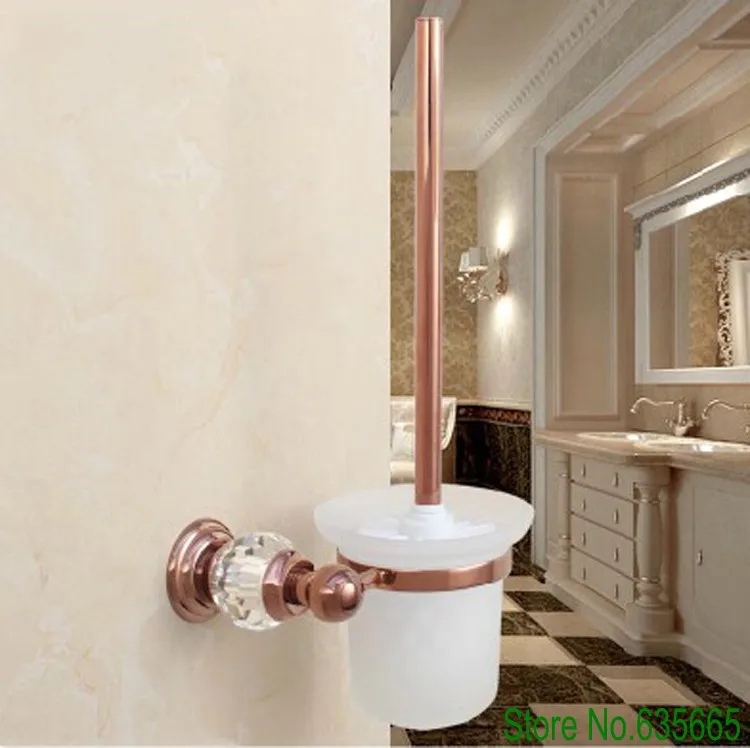 High Quality Crystal Decoration Gold Brass Toilet Brush Holders Bathroom Shelf Sanitary Ware Hardware Accessories