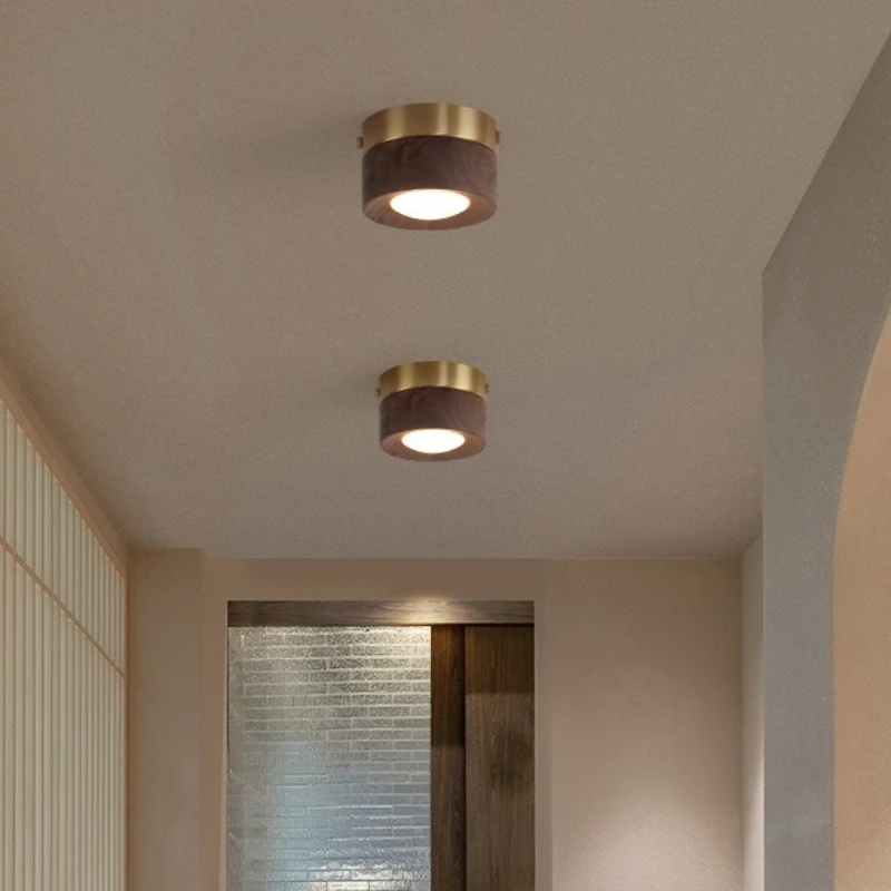 Modern Minimalist Living Room Corridor Wooden Ceiling Lights Cafe Restaurant Designer Vintage Rotundity Ceiling Lamps Fixtures