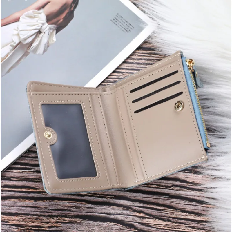 Embroidery Cat Women Short Wallet Zipper Coin Purse Short Women's Wallet Kawaii Mini Cards Holder Clutch for Girl Carteras Mujer