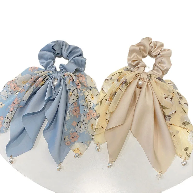 Little Fresh Series Hair Rope Butterfly Tie Headband Elegant Butterfly Ribbon Hair Loop Satin Bow Scrunchies Hair Rope Headband