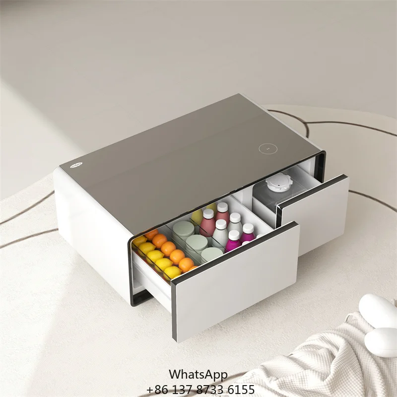 

2025 New Mini Bar Frozen Multifunctional Smart Coffee Table With Wireless Charging Frozen Drawer