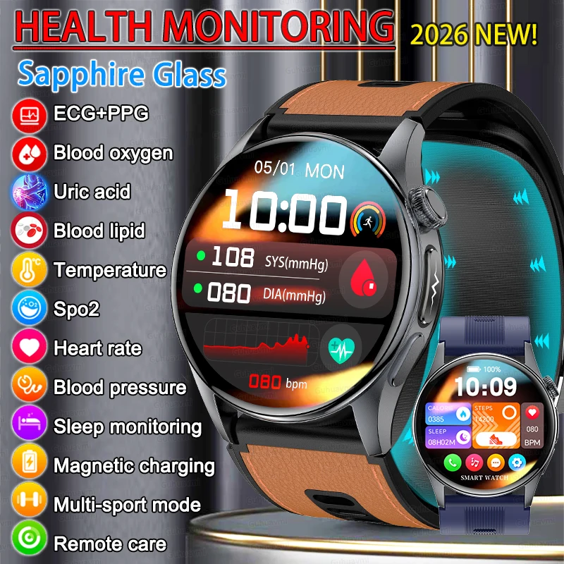 

Murata Air pump Blood Pressure Smart Watch ECG+PPG EDA 4PD Multi-Channel Precision Dynamic Blood Oxygen NFC SmartWatch Airbag