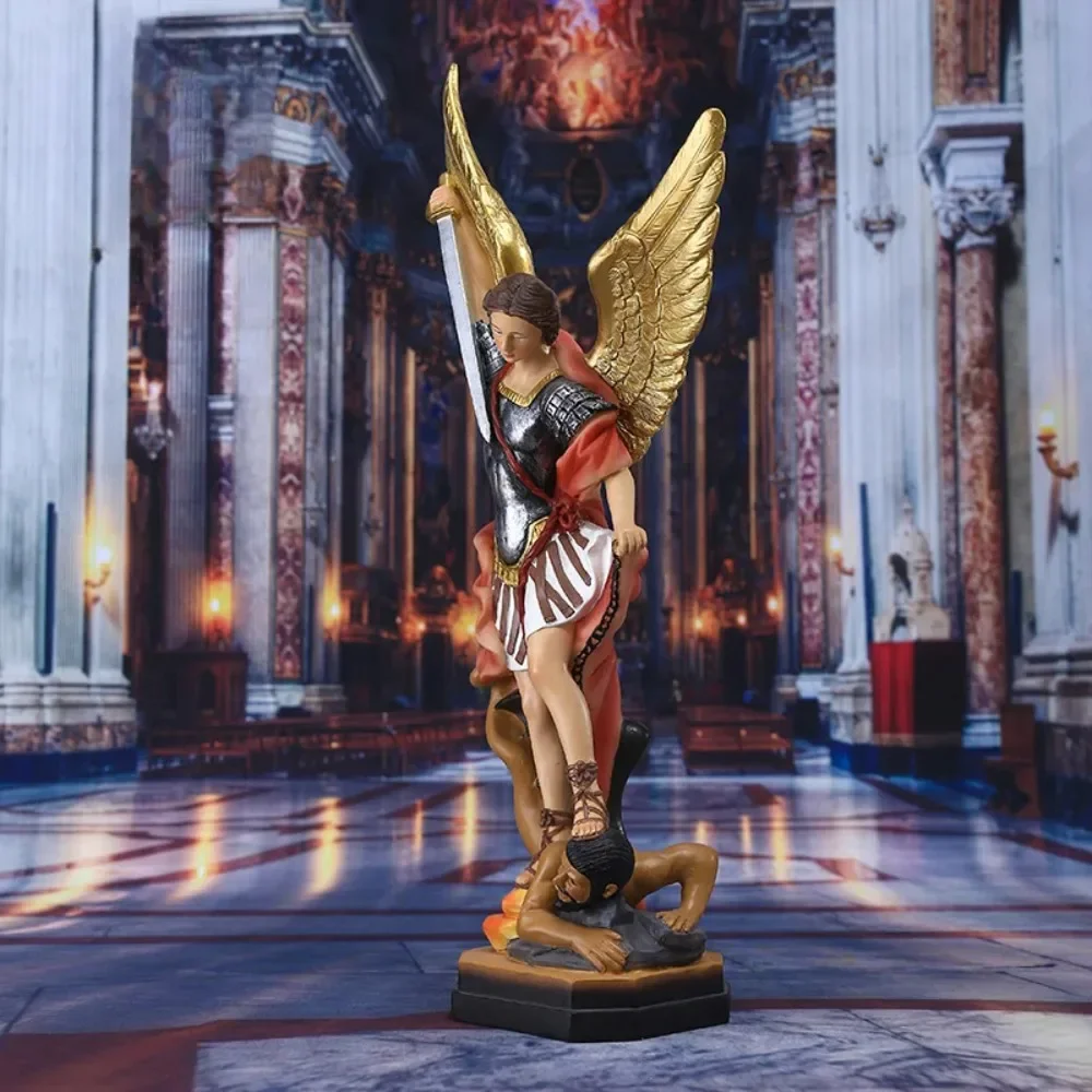 Saint Michael's Angel Statue,Paintings Guarding Justice,Home Blessing Decoration,Guardian of Eden Resin Crafts Gift