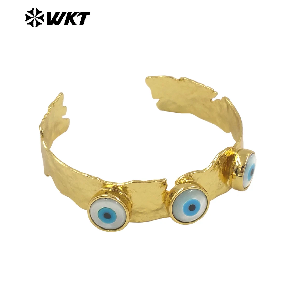 MPB108  2024 New Trendy Design Demon Eye Mosaic Shell And Gold Electroplated Adjustable Bangle Fashion Personalized Accessories