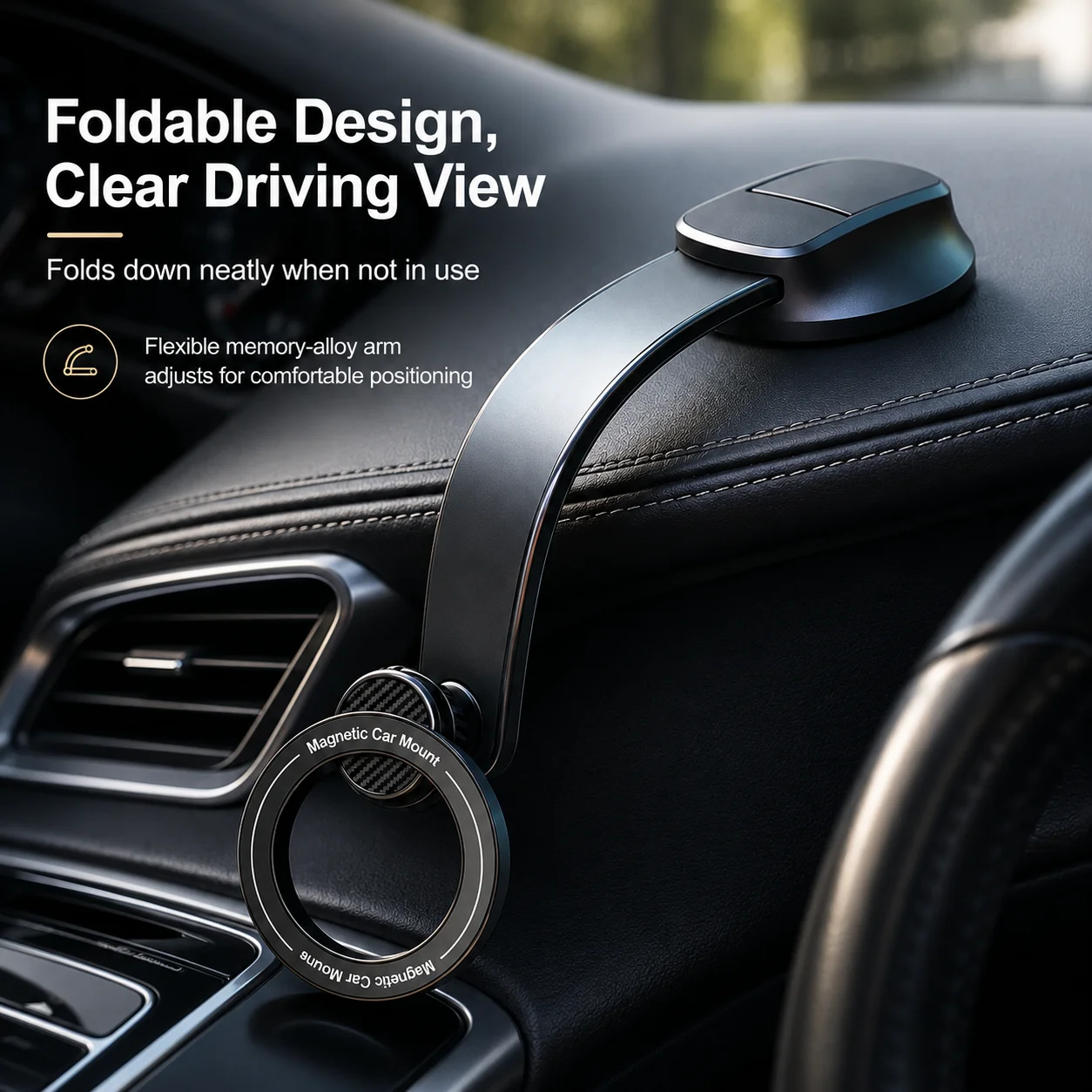 Lcars Car Dashboard Magnetic Phone Holder, Flexible Alloy Arm, Freely Shapeable, 360-Degree Rotation ° Rotates Without Any Blind Spots, a Must-Have for Driving and Navigation.