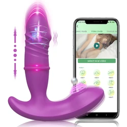 Bluetooth APP Thrusting Vibrator for Women Clitoris Stimulator Telescopic Patting G Spot Dildo Butt Plug Adult Sex Toy