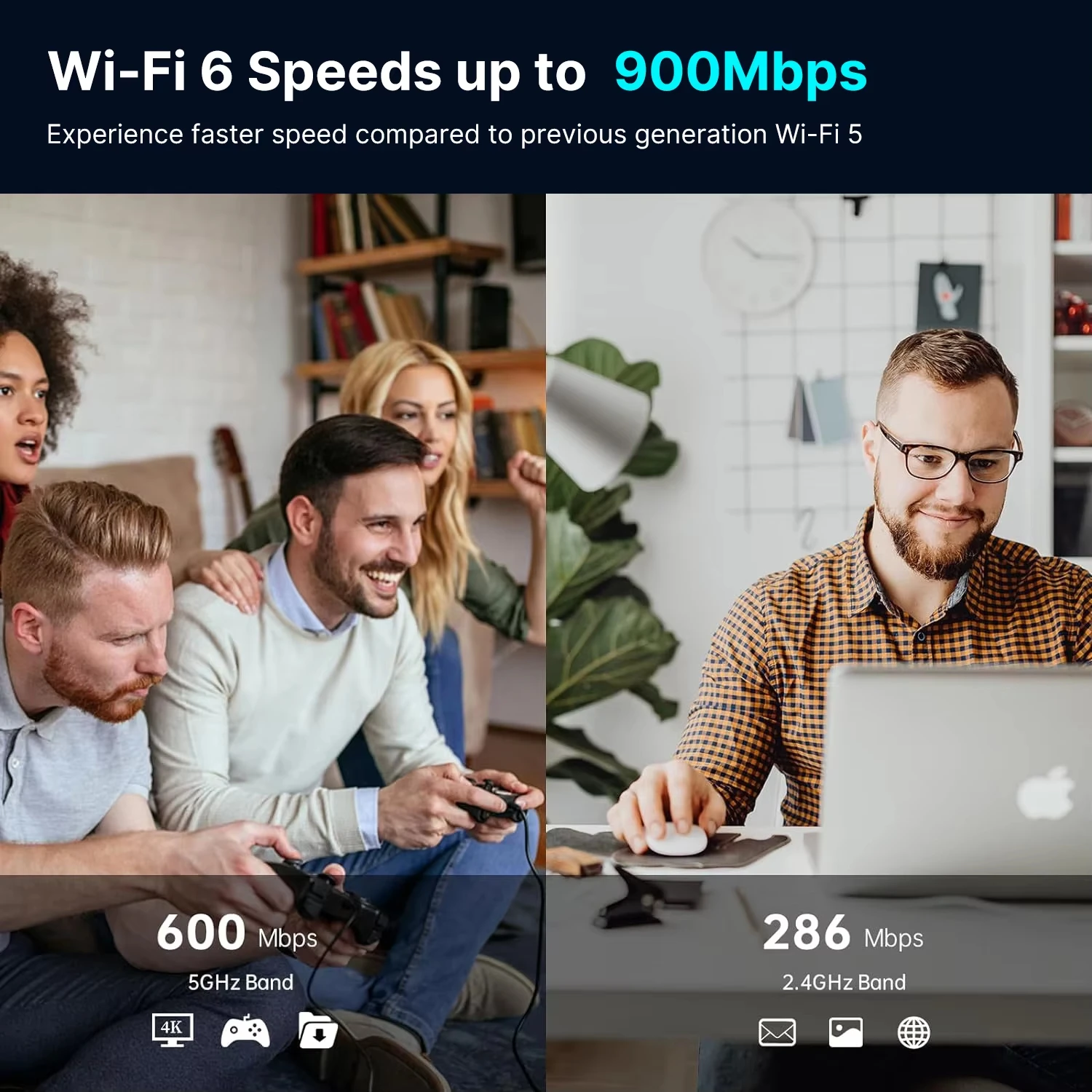 USB WiFi 6 AX900 Bluetooth 5.4 Adattatore WiFi Scheda di rete wireless 2.4G e 5GHz Wi-Fi Ricevi USB per PC/laptop Win10/11 Driver gratuito