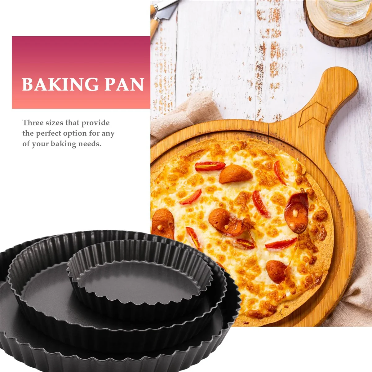 Pie Tin,Non-Stick Pie Dish,Round Quiche Tart Pan,Pizza Plate with Removable Loose Bottom,Bakeware(14/20/24cm)