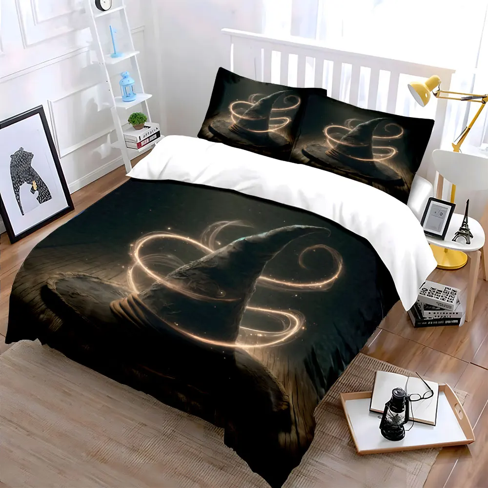 Magic-Themed Wizard Costume Set Multiple sizes kid's and adults' bedroom Exquisite 3PC bedding set, gift