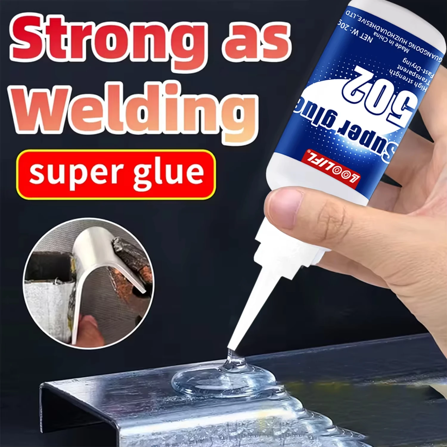 LOOLIFL502SuperGlueStrongerThanWelding 20ML InstantAdhesive1-7PCS Fast Dry Clear Glue for Metal Plastic Wood Ceramic Shoe Repair
