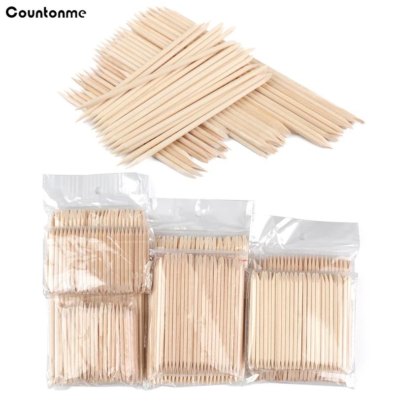 

Wooden Stick 500Pcs Orange Dual Ended Nail Sticks Remover Dotting Picker 7 Size Multi-functional Cuticle Pusher Manicure Tools