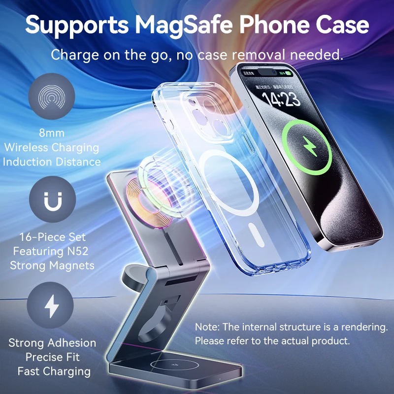 

Vention 3 in1 15W Magnetic Wireless Charger Stand For Phone iPhone 15 14 13 Pro Airpods Apple Watch Fast Charging Station Holder