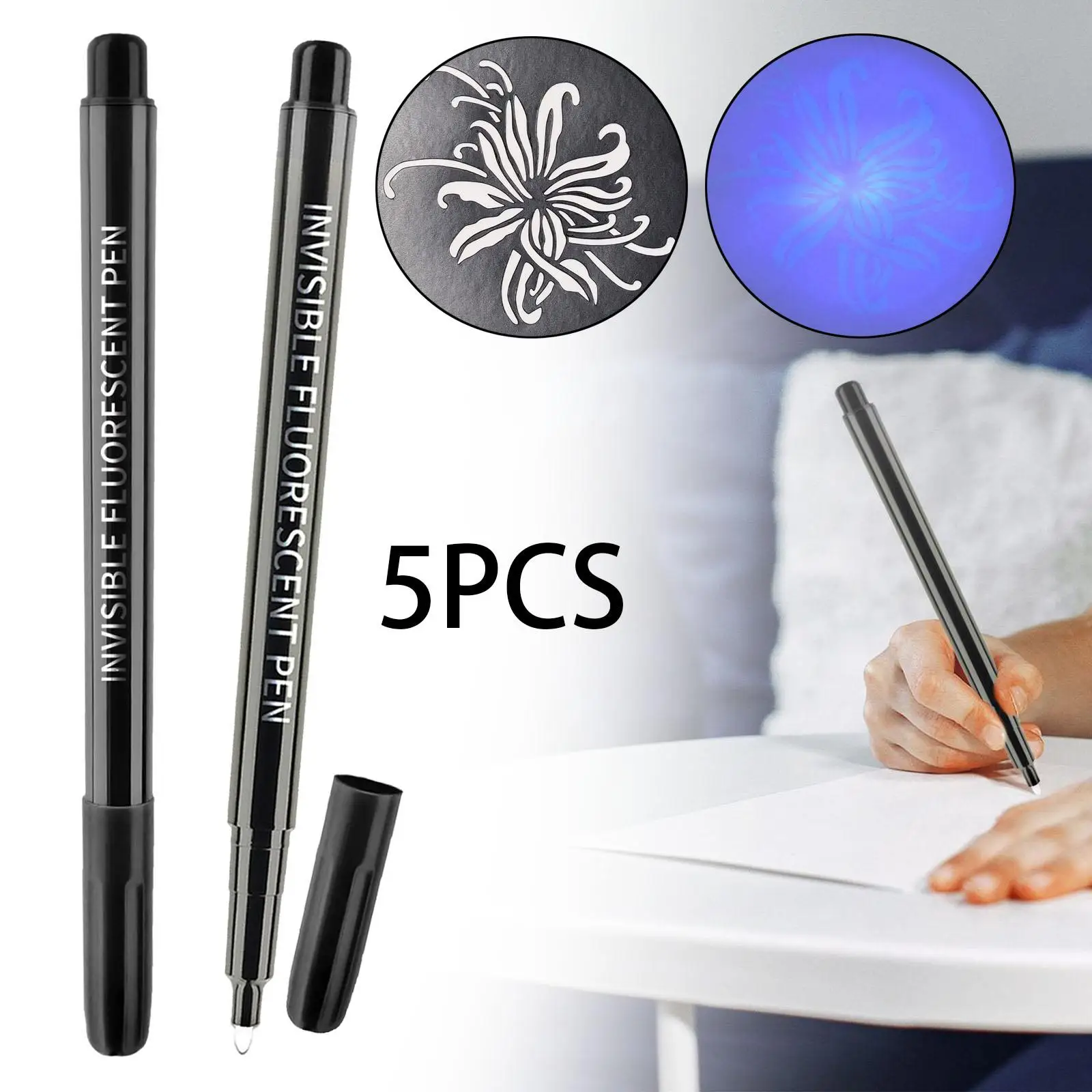 5x Marker Pens Disappearing Ink Pen Fluorescent Pen Writing Luminous Pen Invisible Ink Pens for Notes Message Paper Birthday