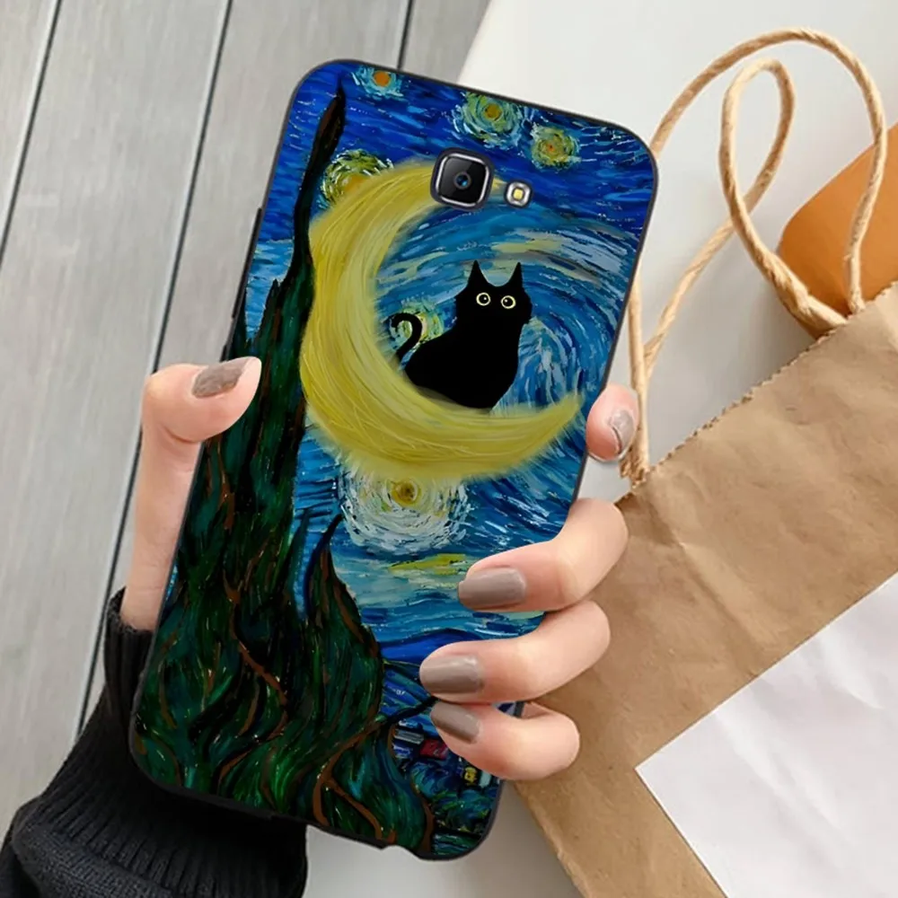 Claude Monet Van Gogh Black cat Oil Art Phone Case For Samsung J 7 plus 7core J7 neo J6 plus prime J6 J4 J5 Mobile Cover