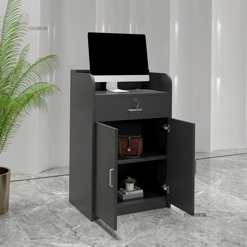 

Modern Simple Reception Desks Movable Mini Locker Clothing Store Cashier Nordic Display Cabinet Front Desk Small Bar Table a
