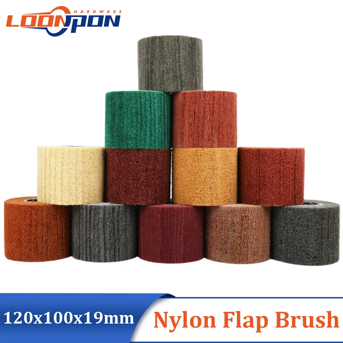 Non-woven Wire Drawing Polishing Wheel Nylon Sour Pad Abrasive Flap Brush 120mmx100mm for Metal Surface Polishing 1Pc