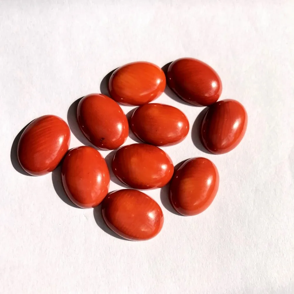 Wholesale 2pcs Natural Orange Coral Bead Cabochon,6mm 8x12mm 10x14mm Oval Sea Bamboo Coral Bead Cabochon Ring Face For Jewelry