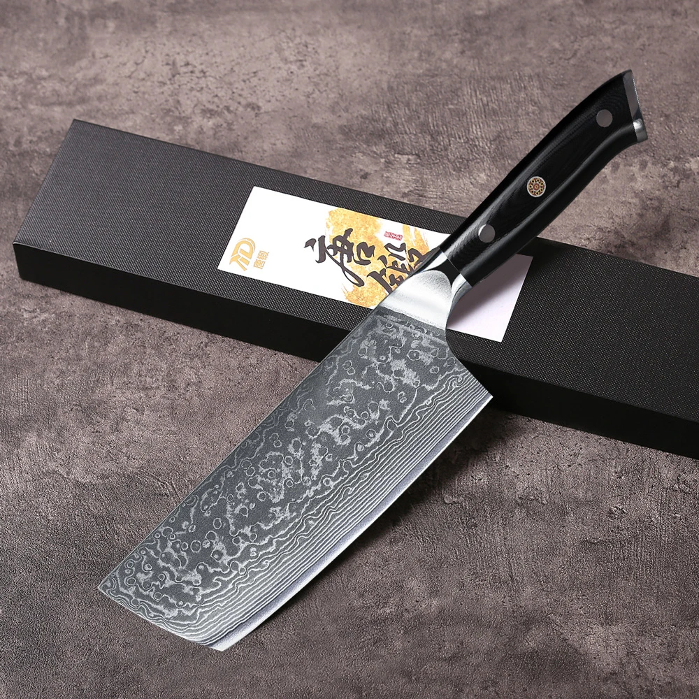 MOSTODOZO 7-Zoll Japanisches Nakiri Kochmesser aus 67-Lagen-Damaszenerstahl, Scharfes Fleischmesser, Gemüseschneider, Küchenwerkzeug