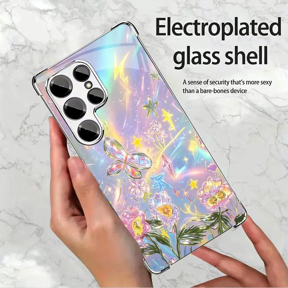 Crystal butterfly fashion phone cases s25 ultra case 폰케이스 s26 ultra case for Samsung Galaxy S26 S25 S24 S23 S22 FE,Ultra,Plus