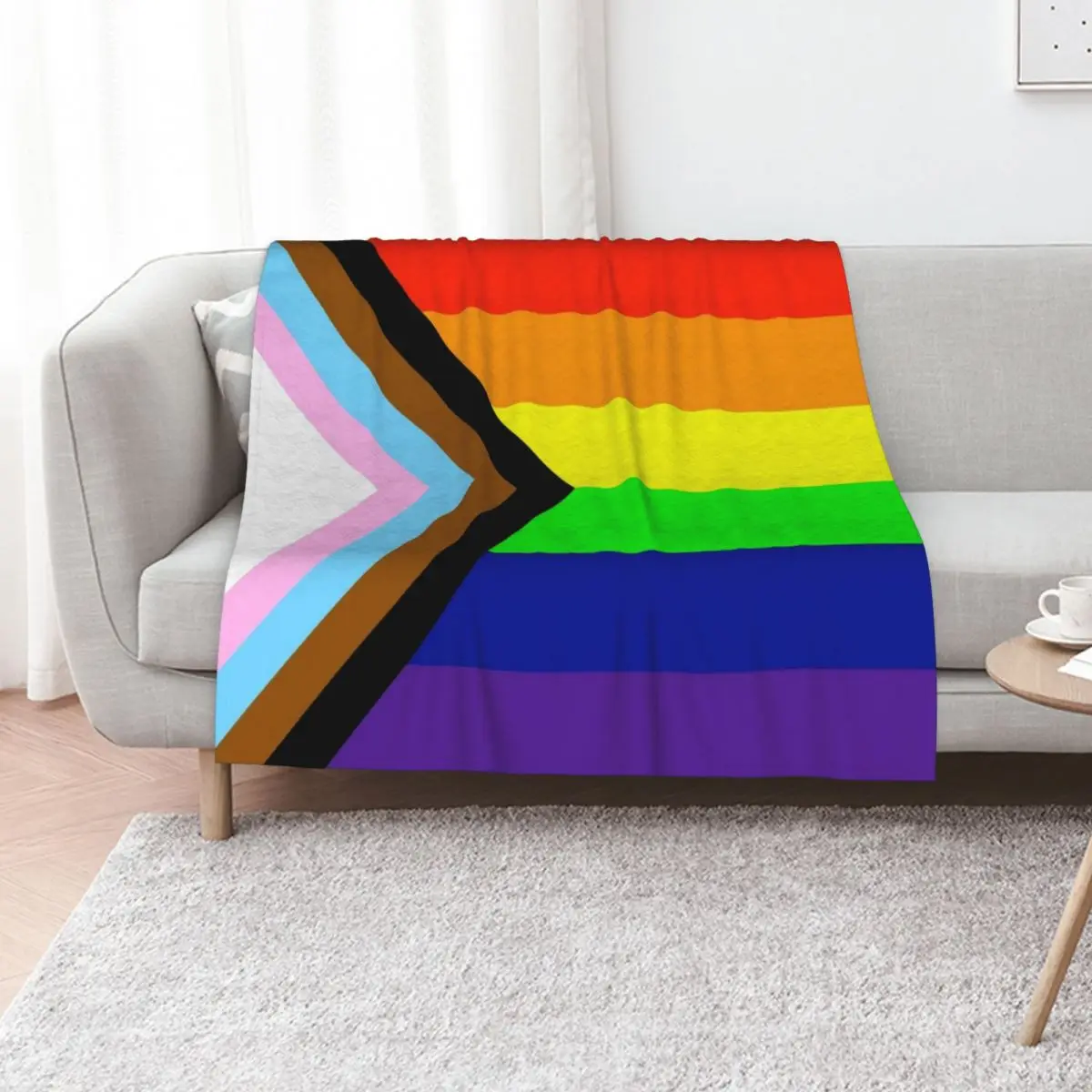 inclusive progress pride flag! Throw Blanket Bed Fashionable bed plaid Soft Luxury St Hairy Decoratives Blankets