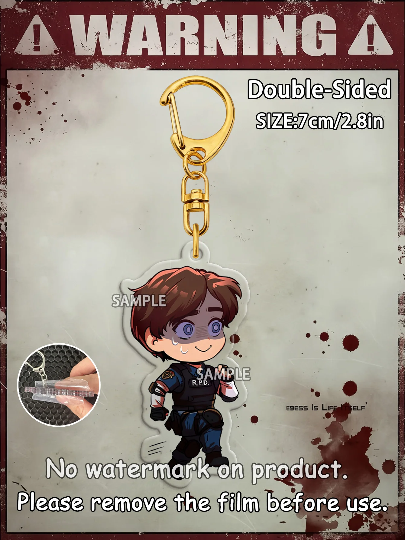 Chaveiro Leon, Chaveiro Biohazard 4, Chaveiros Resident Evil, Chaveiro Anime, Chaveiro Leon S. Kennedy, Pingente para Bolsa, Pingente para Carro, Deco