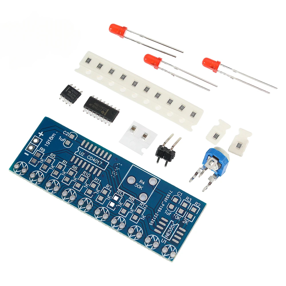 NE555 CD4017 LED Flow elektroniczny zestaw do samodzielnego montażu moduł płyta sterowania kondensator oscylator sygnał zegarowy DIY Electroni Kit