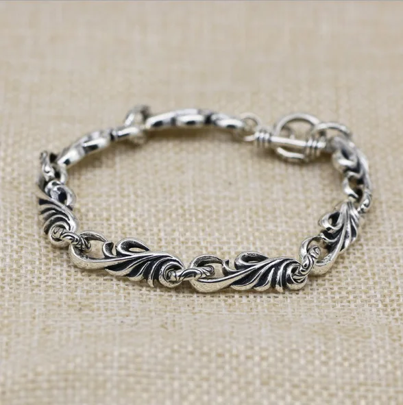 925 sterling silver vine bracelet, slim and fashionable retro Chinese style, simple and personalized fashion accessory for male