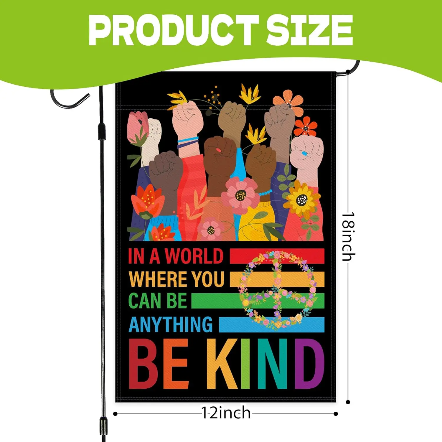 Be Kind Garden Flag Small Gay Pride Yard Flags 12x18 Inch Double Sided Flag for Yard Lawn Home Garden Decor CP LLP LLX
