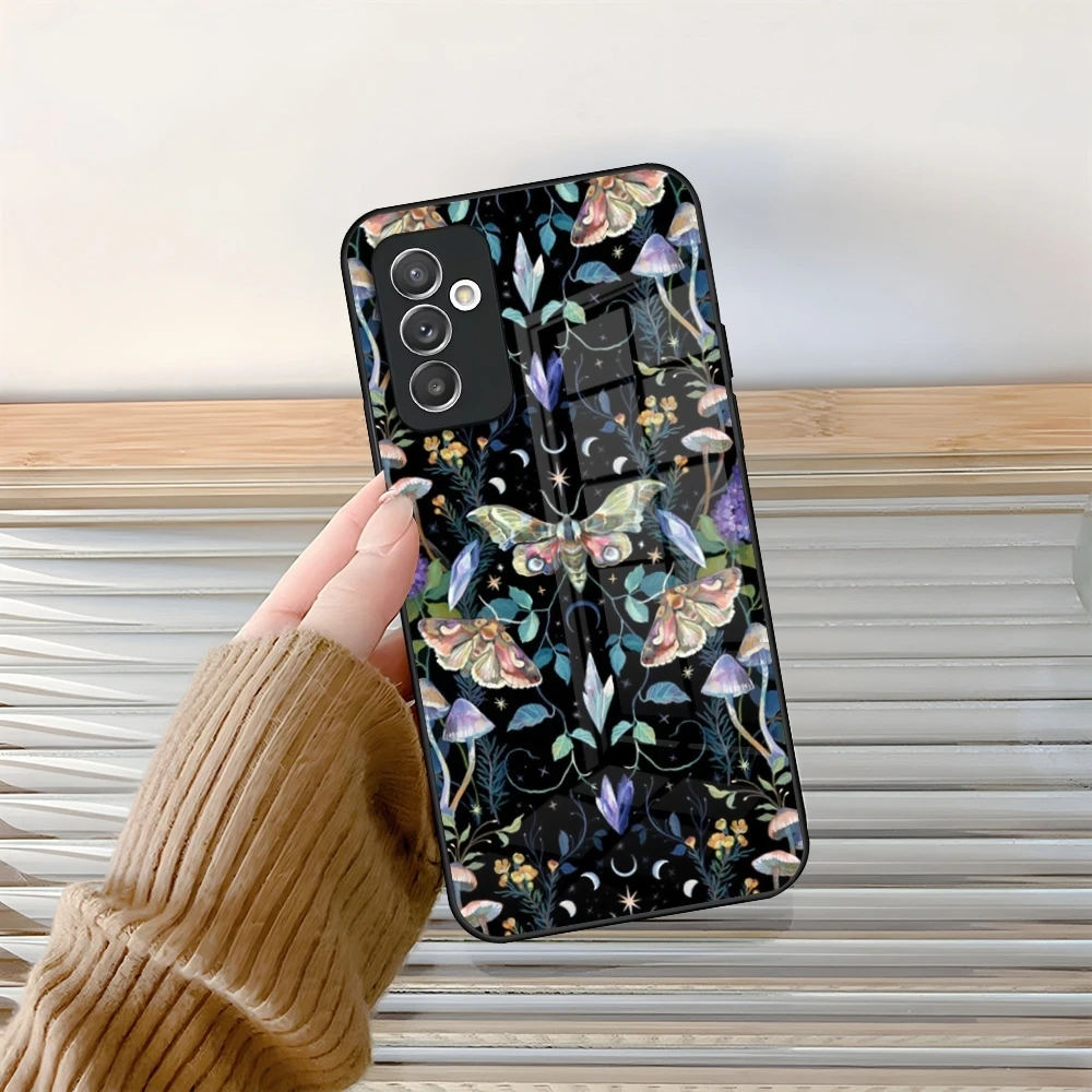 Forest Magical Moth Thistle Phone Case Glass for Samsung Galaxy S24 S21 S22 S20 S23 Ultra Fe Plus A34 A54 A24 A16 A52 A53 M54 Co