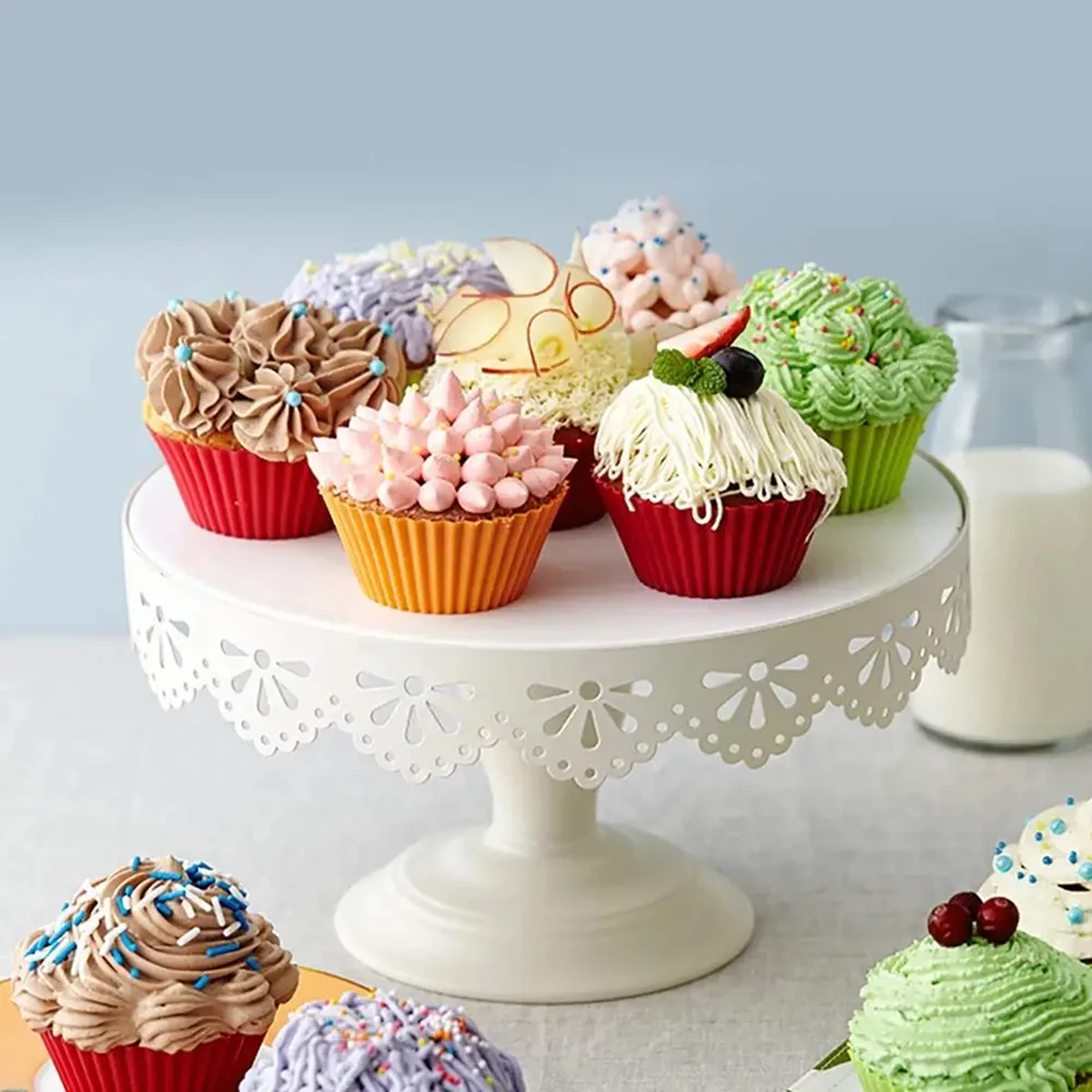 6/12PCS/Lot Silicone Molds Cupcake Baking Cups Reusable Muffin Cup Liners Rainbow Cupcake Wrappers Non-stick Cup Cake Party Mold