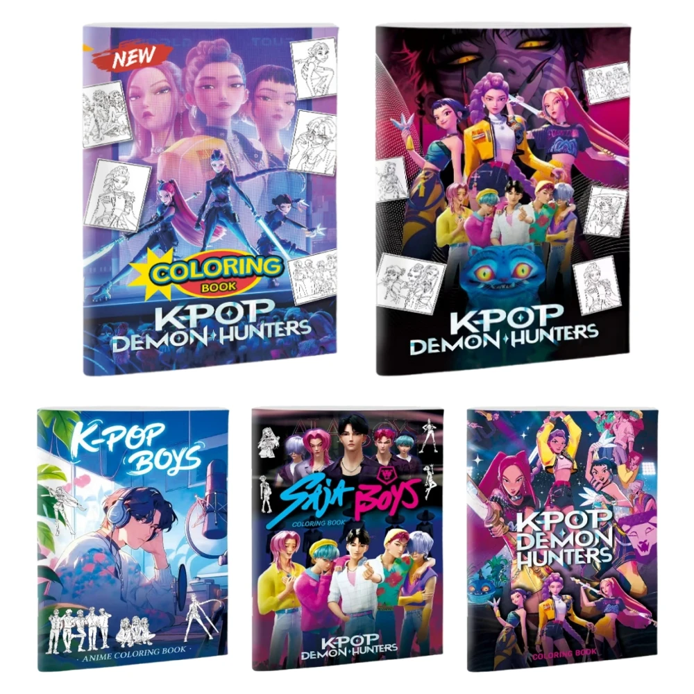 Kpop Demon Hunters Cozy Coloring Books Adults Drawing Art Supplies Huntrix Rumi Mira Zoey Saja Boys Painting Picture Book Gifts