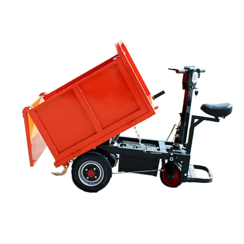Electric Construction Wheelbarrow  Motorized Site Dumper & Mortar Mix Transport Trike for Building Material Hauling