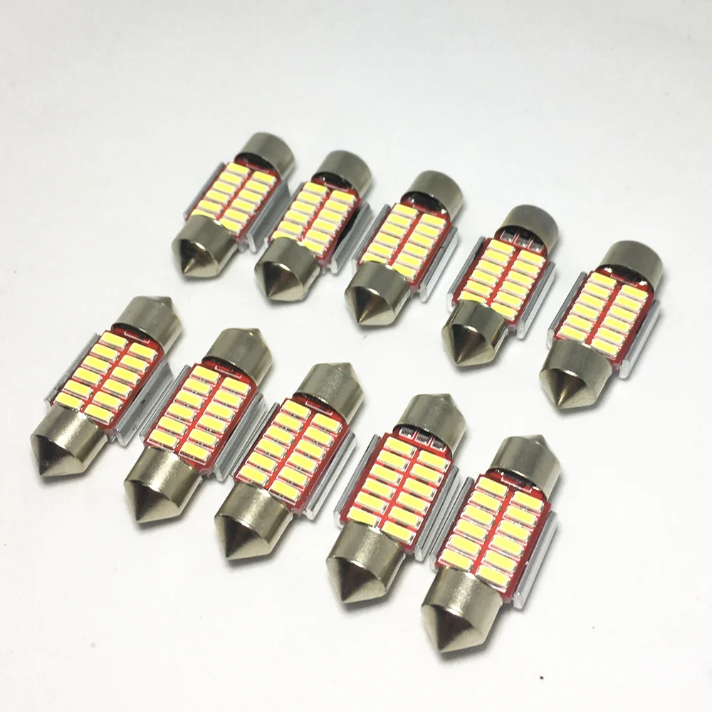 50PCS Festoon 31mm 36mm 39mm 42mm LED Auto Interior Doom Lamp 4014 SMD Car Styling Light C5W C10W Super Bright Canbus Bulb 12V