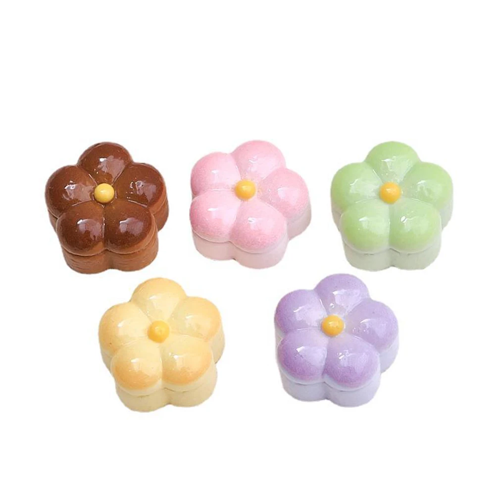 10PCS Shiny Five Petal Flower Cake Resin Flatback Cabochons For Hairpin Scrapbooking DIY Jewelry Craft Decoration Accessories