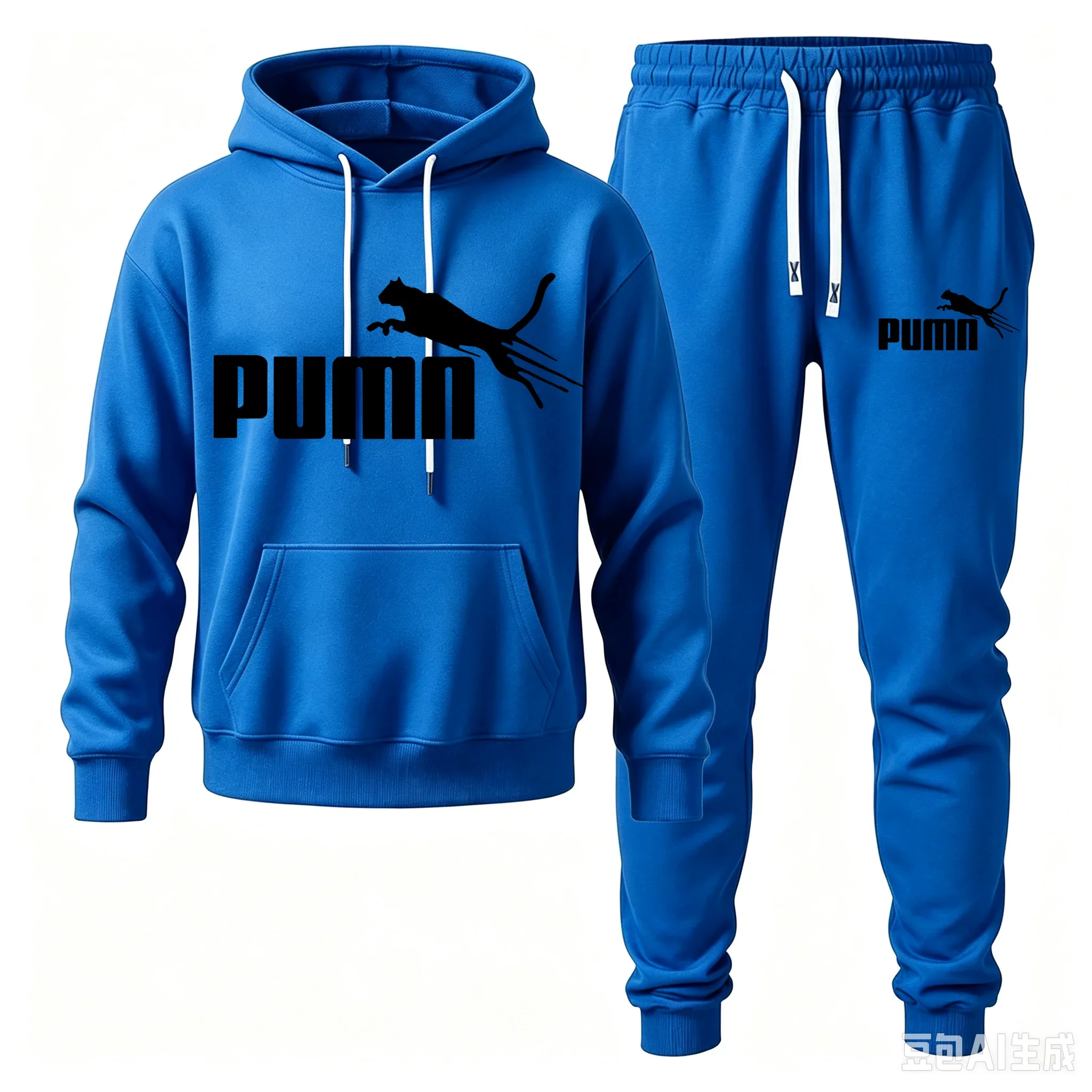 Men's two-piece sports outfit, printed PUMA hooded set, suitable for autumn and winter, casual style
