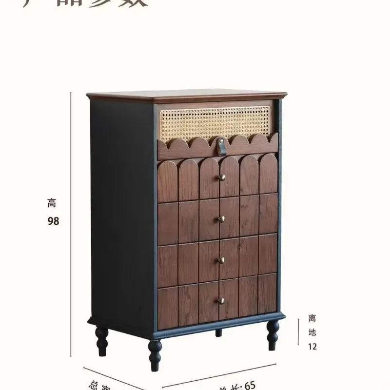 d1 solid wood retro four-legged bucket cabinet solid wood master bedroom living room storage against the wall bedroom retro