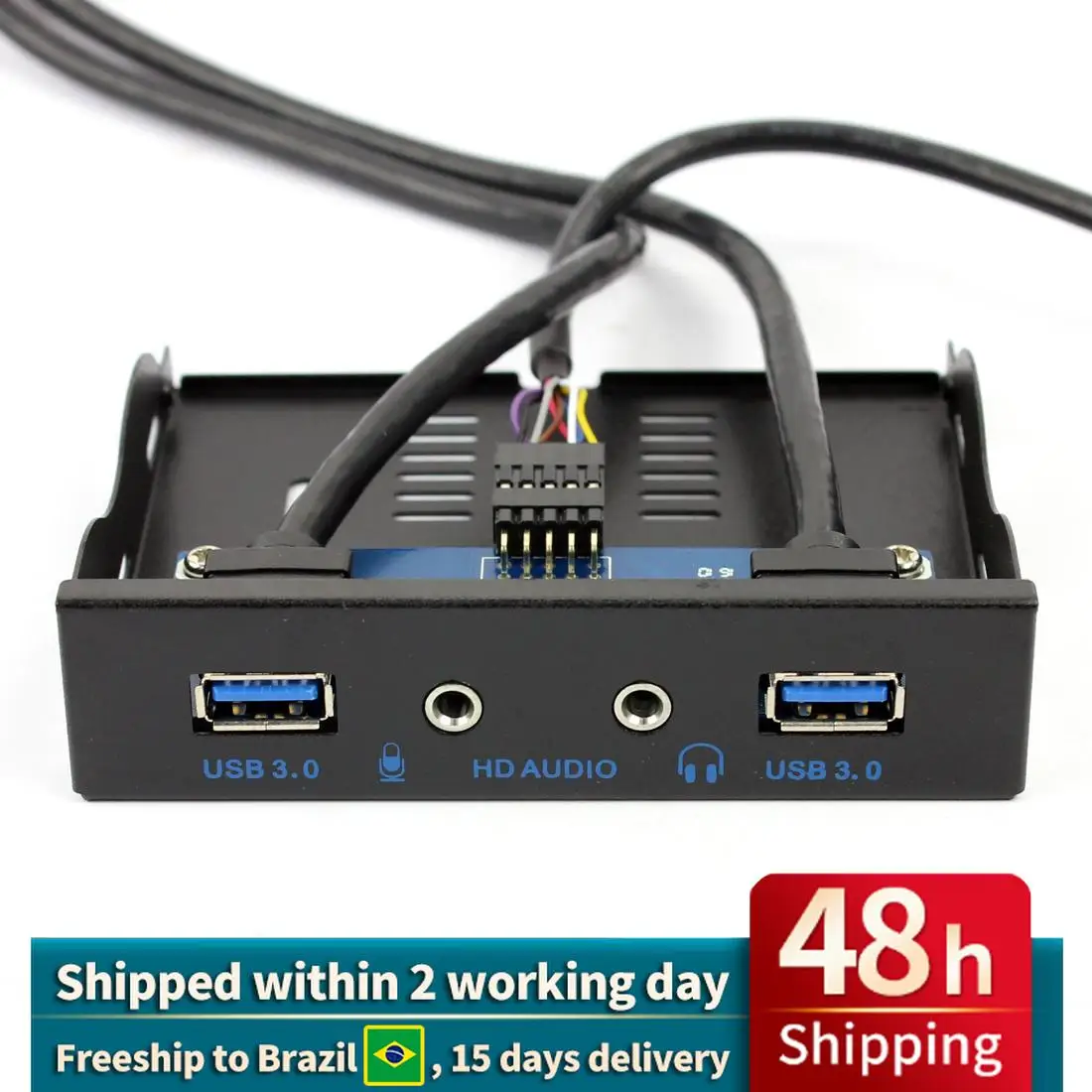 19Pin+9Pin 2 Port USB Hub USB 3.0 HD Audio Front Panel Combo Bracket Adapter For Desktop Internal 3.5" FDD Floppy Bay